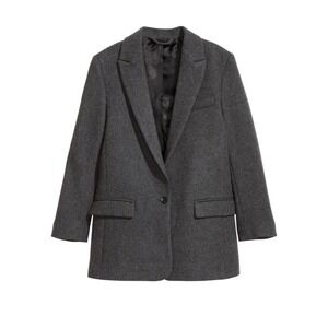 H&M Studio AW 2017 Charcoal Grey Wool Blend Single Button Blazer Jacket US 2